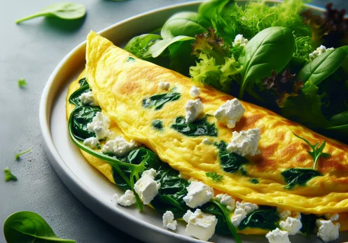 Tortilla de queso feta y espinacas keto, deliciosa y saludable