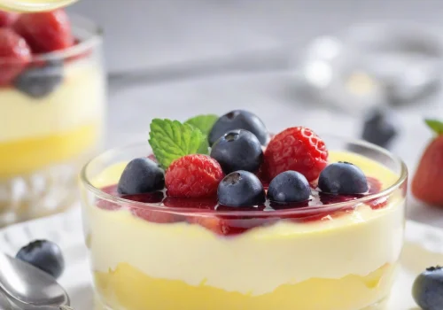 Flan de Limón y Frutas Rojas Keto