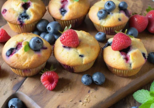 Muffins de Limón y Frutas Rojas Keto