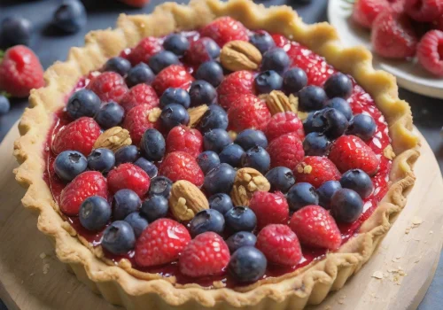 Tarta de Nuez y Frutas Rojas Keto